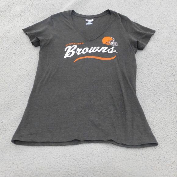 Team Apparel Tops - Cleveland Browns T Shirt Womens XL V Neck NFL Gray Short Sleeve Graphic Football